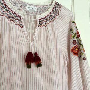NWOT Velvet by Graham & Spencer Embroidered Peasant Blouse | Size Small